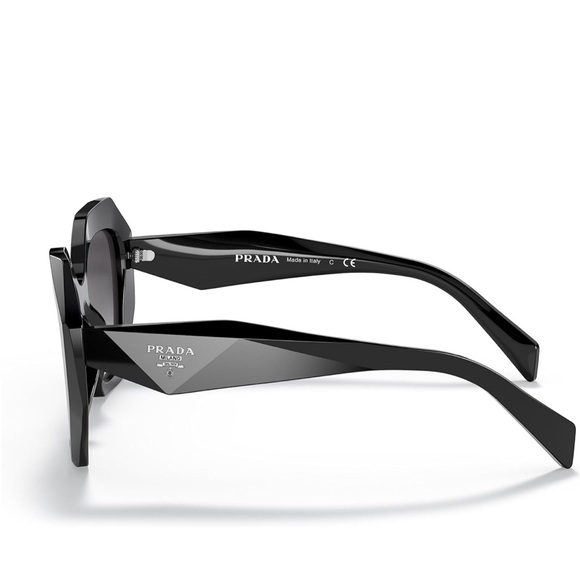 🖤Prada PR 16WS 1AB5D1 Black Plastic Geometric Sunglasses Grey Gradient Lens - Picture 10 of 15